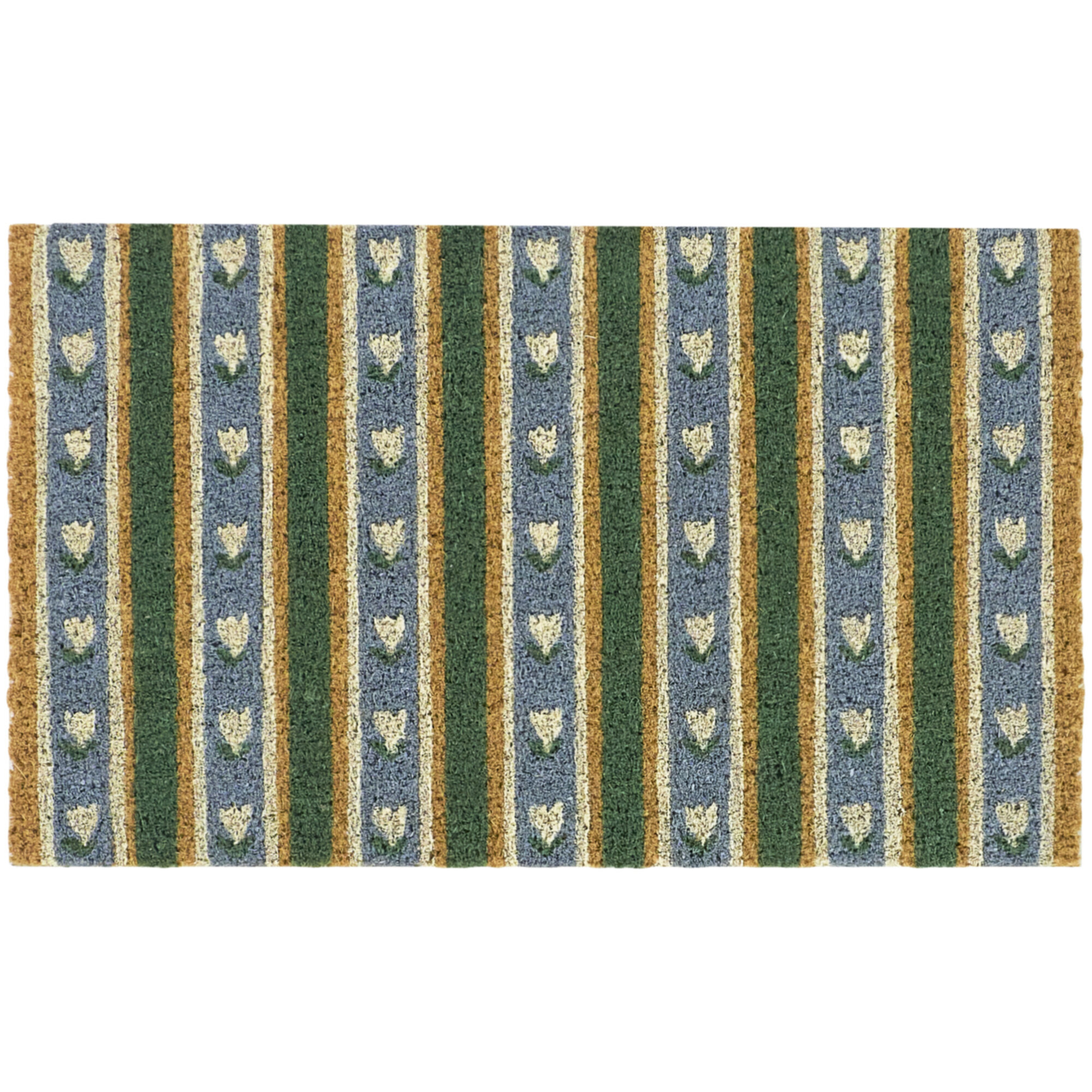 Birch Lane™ Floral Stripe Blue Classic Doormat | Birch Lane