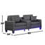 Canapé rembourré en PVC avec lumières à DEL et console de rangement, noir