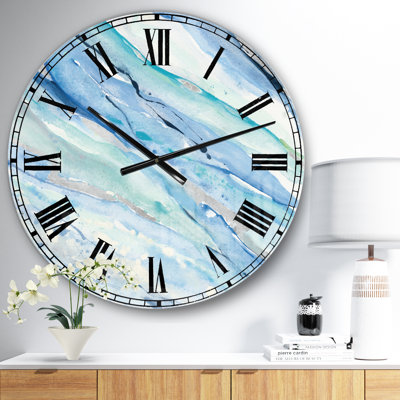 Blue Silver Spring I - Horloge murale moderne