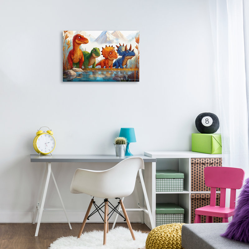 «Four Dinos By The Pond», design par Wumples, H 16 po x l 24 po
