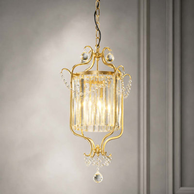 Single Dimmable Gold Crystal Chandelier