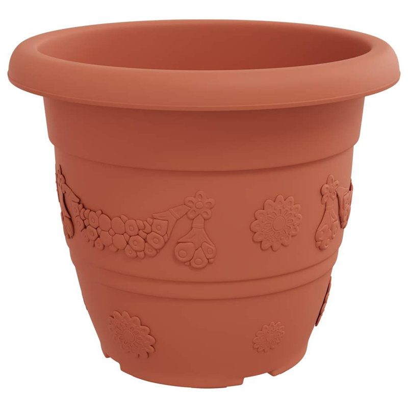 Planter, 28cm H x 34cm W x 34cm D, Brick Red