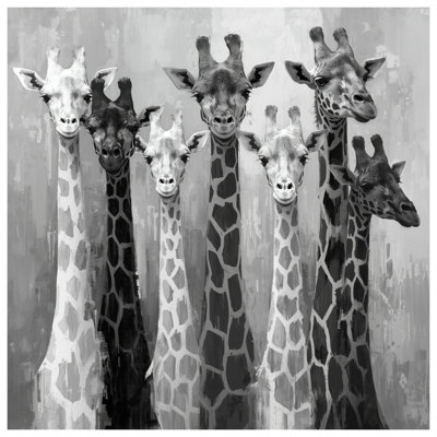 Monochrome Giraffe Group Double Sided Throw Pillows