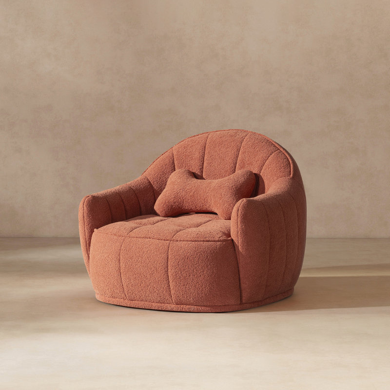 Canapé-lit moderne pour chien avec coussin en os de 30,5 po Louie, Peluche épice orange Spice