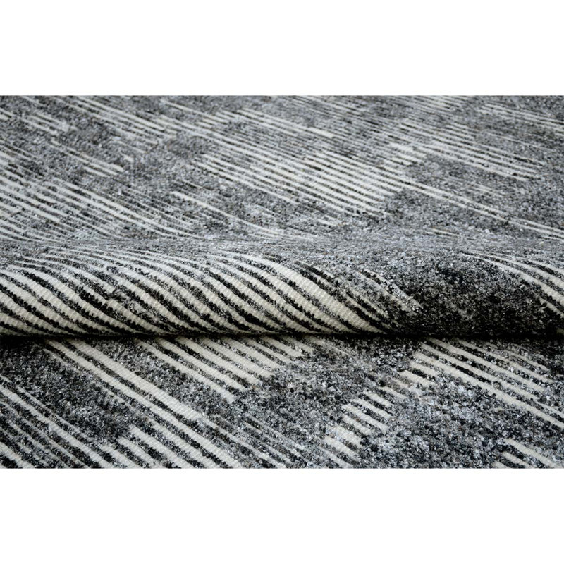 Tapis ivoire et noir noué à la main de haute qualité, Rectangle de 5 pi x 8 pi