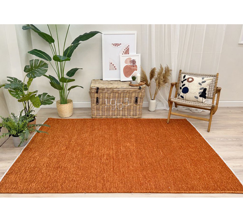Tapis tissé lavable orange uni Alfa 7 pièces Alfa, Rectangle 6 pi 5 po x 9 pi 5 po