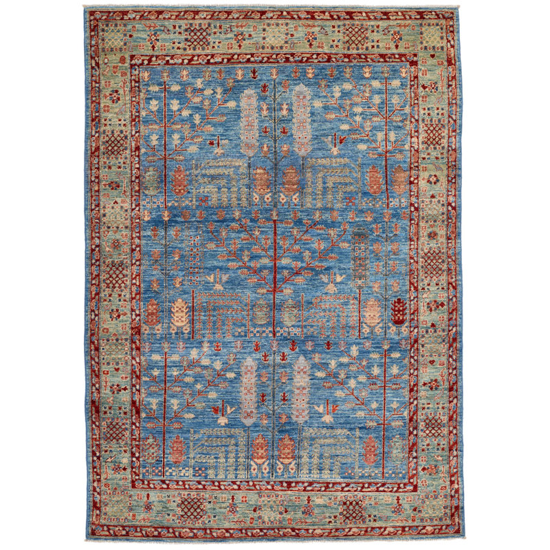 5x7 Light Blue and Light Green Anatolian Traditional Rug