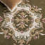 Tapis oriental olive / ivoire en laine / coton touffeté à la main Aubusson 301-108597722