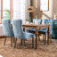 Chaise de salle à manger en bois massif avec assise en velours bleu, pieds et support confortables Sw2001lb-482511619
