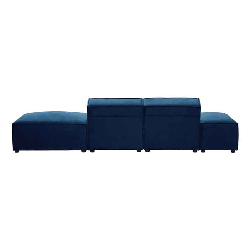 Rolandus 4 Seater Velvet Sofa, Blue