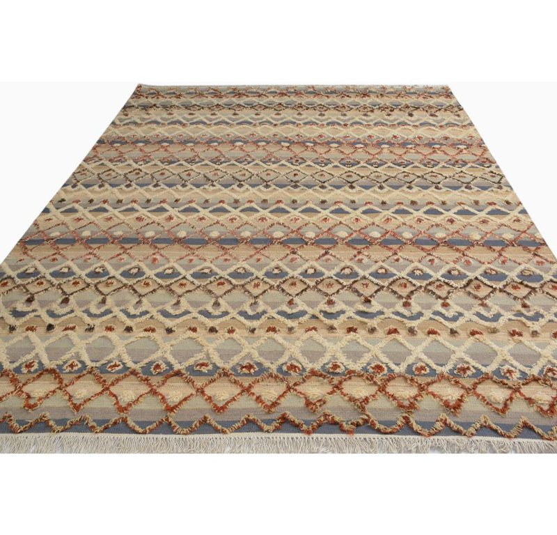 Tapis gris / ivoire en laine tissé à la main Jorge