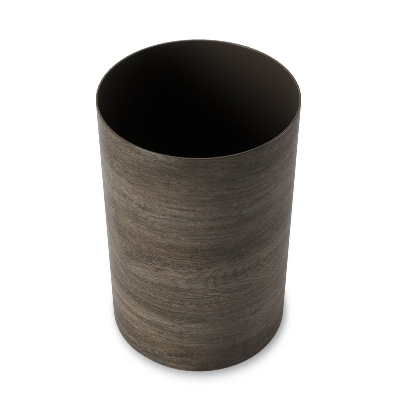 Barnwood Plastic Open Top Bathroom Trash Can
