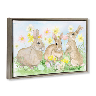 Cadre flottant Three Bunnies In The Grass, design par Lee Ann Sanders