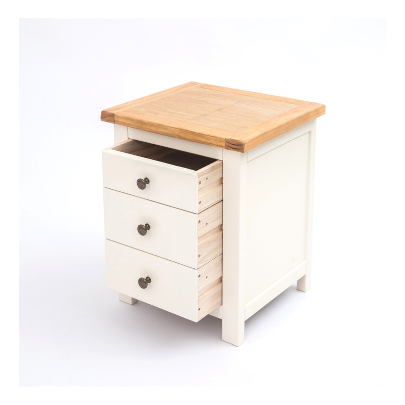 Genesee 45cm W Solid + Manufactured Wood Bedside Table, White/Antique Brass