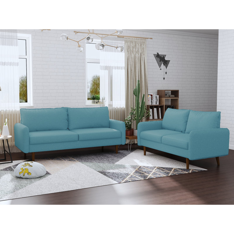 Bledian Upholstered 70'' Sofa, Light Blue Polyester