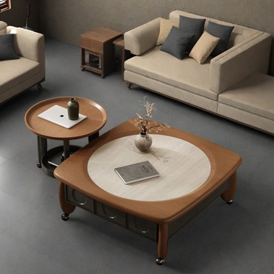 Retro design and color-blocking coffee table