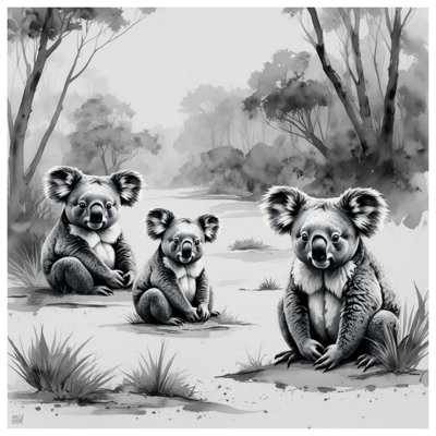 Koalas In Forest Landscape Canvas Gallery Wrap in Many Sizes