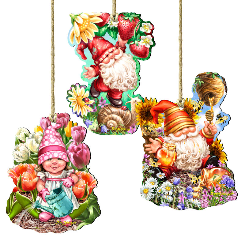 Ensemble de 3 ornements en forme de fleurs