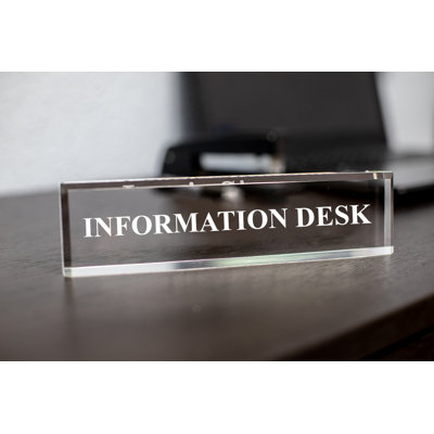 Information Desk 2" X 8" Black Acrylic - Office Desk Accessories Décor