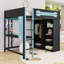 Lit mezzanine avec bureau, garde-robe, lumières RVB et ports USB-411806658