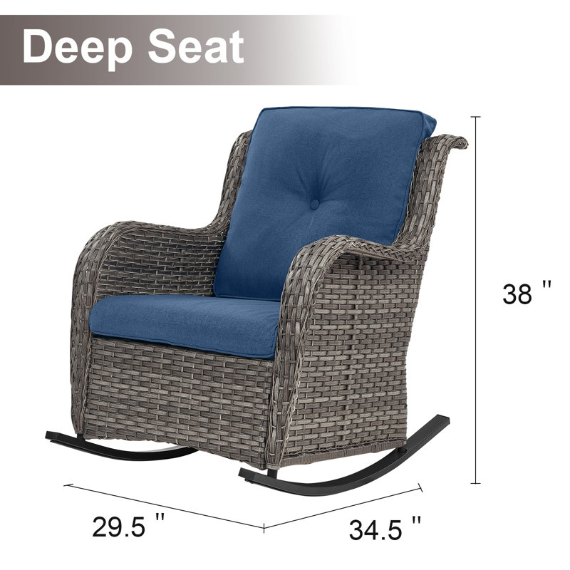 Bonia Outdoor Wicker Double Rocking Chairs, Blue, Gray