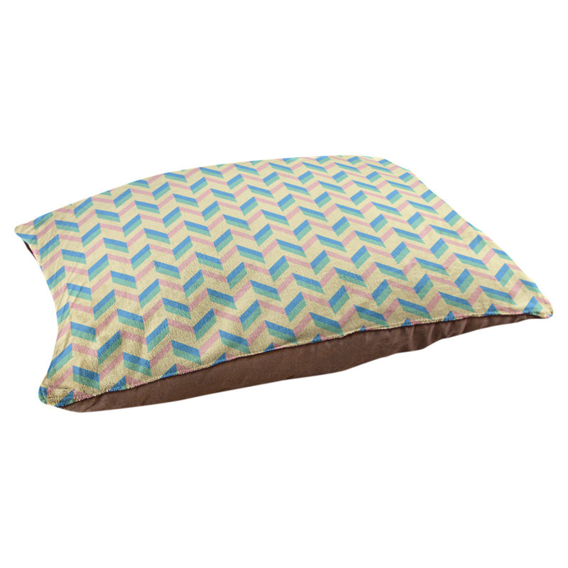 Coussin pour chien chevron Byrge, Très grand (l 52 po x P 42 po x H 17 po), Vert, rose et jaune
