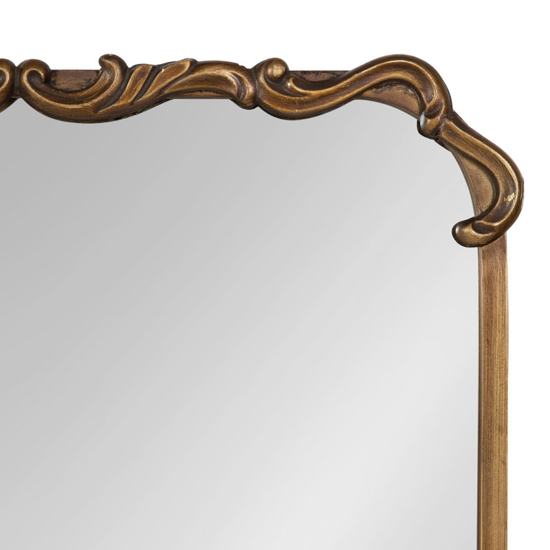 Ornate Rectangle Metal Wall Mirror, Vintage Gold