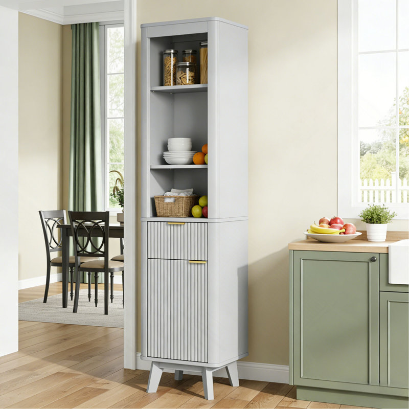 Armoire de rangement pour salle de bain de 68 po de hauteur avec tablettes réglables et un tiroir et une porte, armoire de rangement pour salle de bain, salon, entrée et cuisine