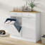 Armoire inclinable à deux compartiments, armoire de tri autoportante, panier à linge, blanc