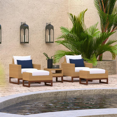 Tullio 5 Piece Rattan Seating Group with Sunbrella® Cushions