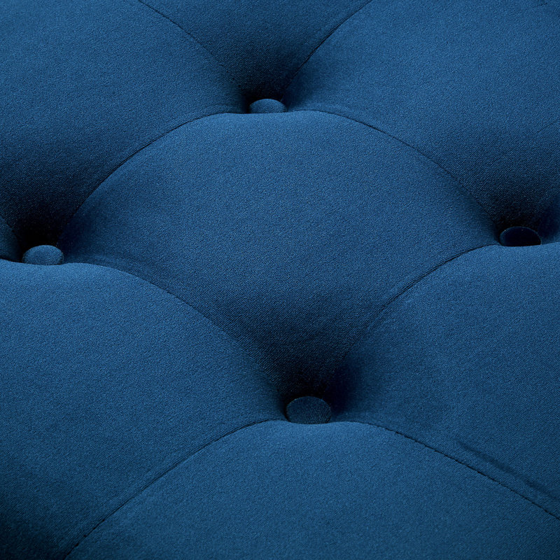Fauteuil en velours capitonné Vannessa, Bleu marine, Or