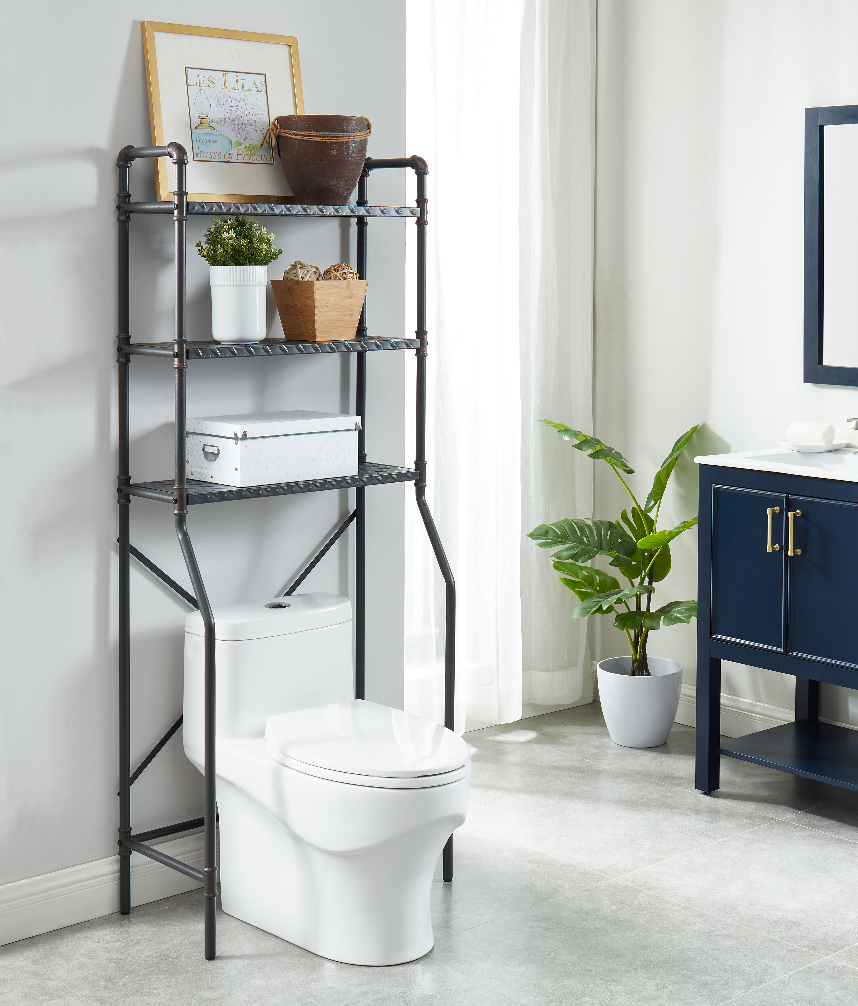 17 Stories Steel Freestanding Over-the-Toilet Storage | Wayfair