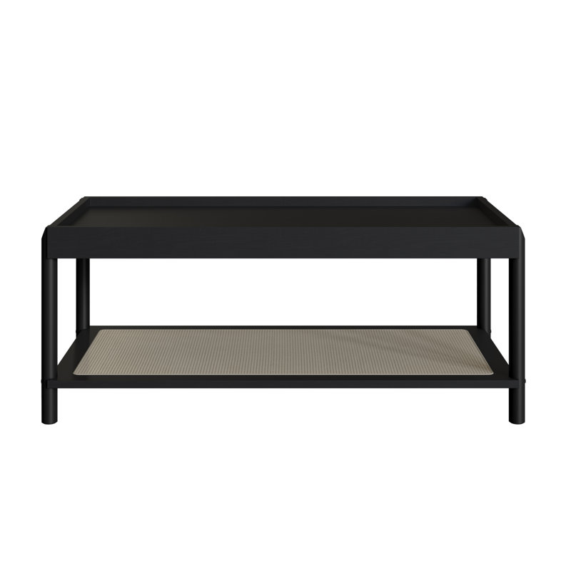 Table basse en rotin Jaccob, Noir