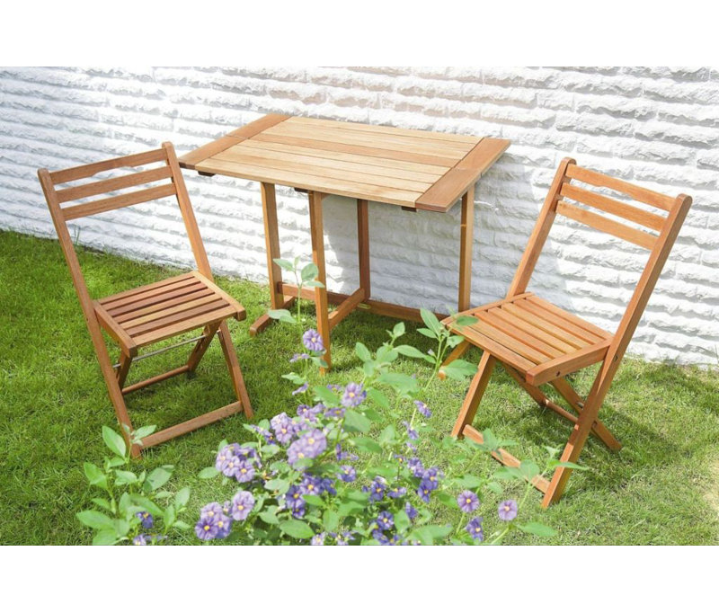 Adalmiina 2 - Person Wood Patio Dining Set with Rectangular Table