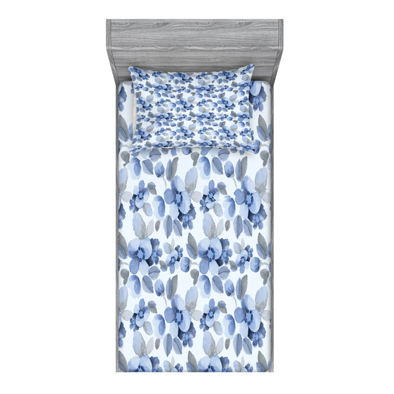Microfiber Floral Sheet Set, Twin XL Sheet Set with 1 Pillowcase, Floral 1