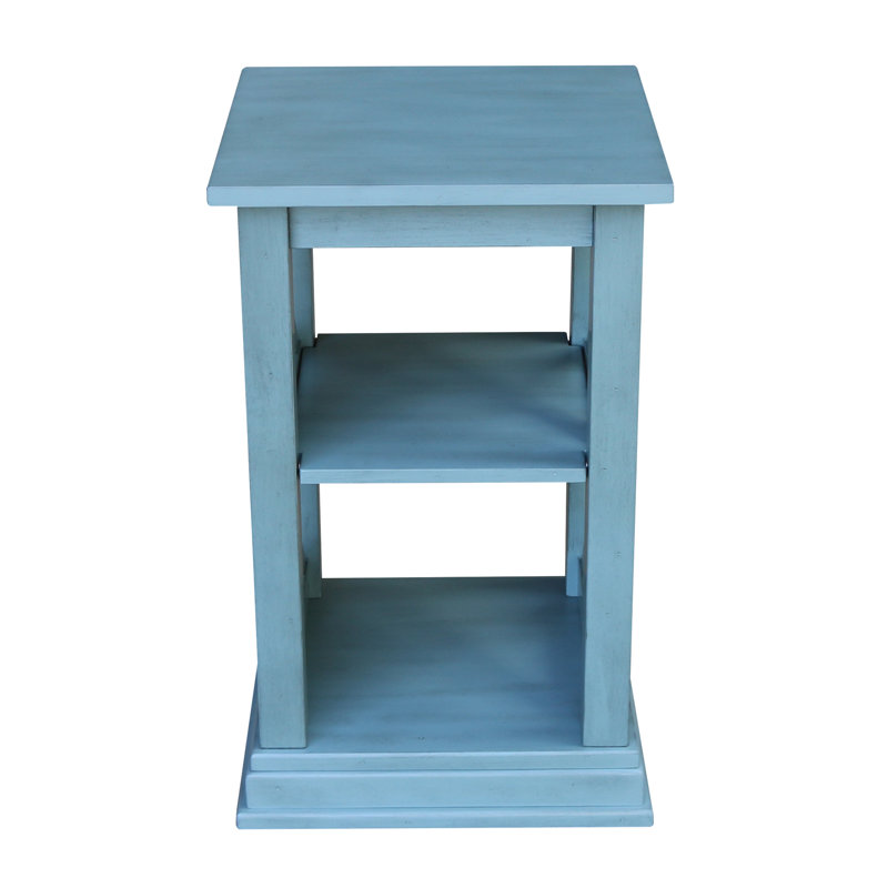 Rossitano Solid Wood End Table, Antique Rubber Ocean Blue
