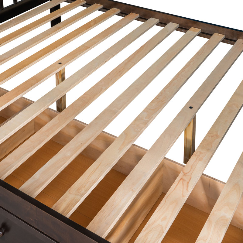 Eilidhmay Twin over Full L-Shaped Bunk Bed With Storage Stairs and Drawers, Espresso