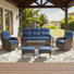 7 - Person Outdoor Wicker Furniture Conversation Patio Set With Plush 6" Cushions, All-Weather Comfort