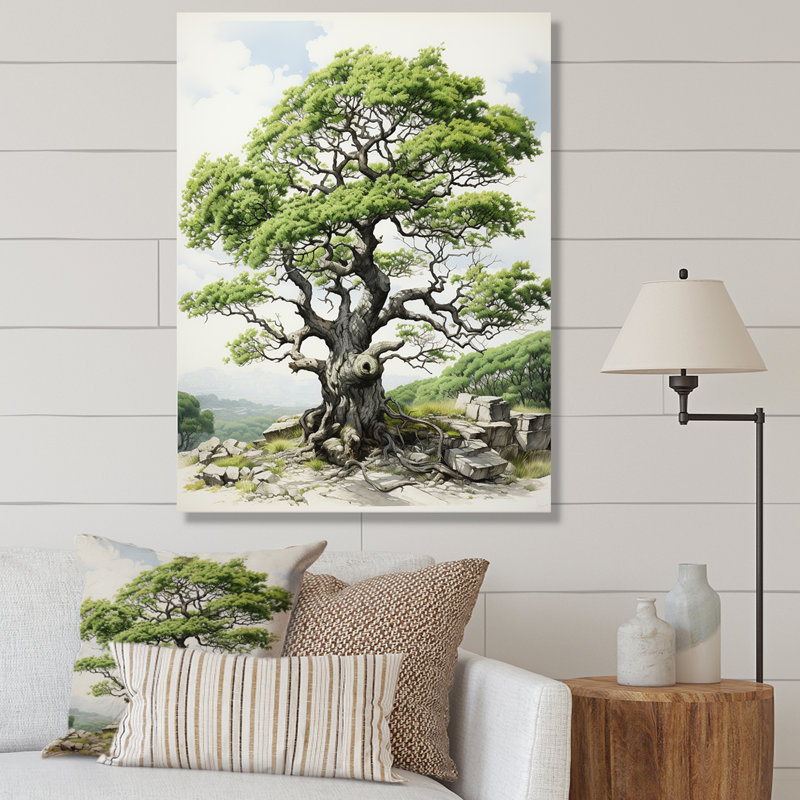 «Green Tree The Contrast», art mural sur toile floral et botanique, H 20 po x l 12 po x P 1 po, Toile tendue