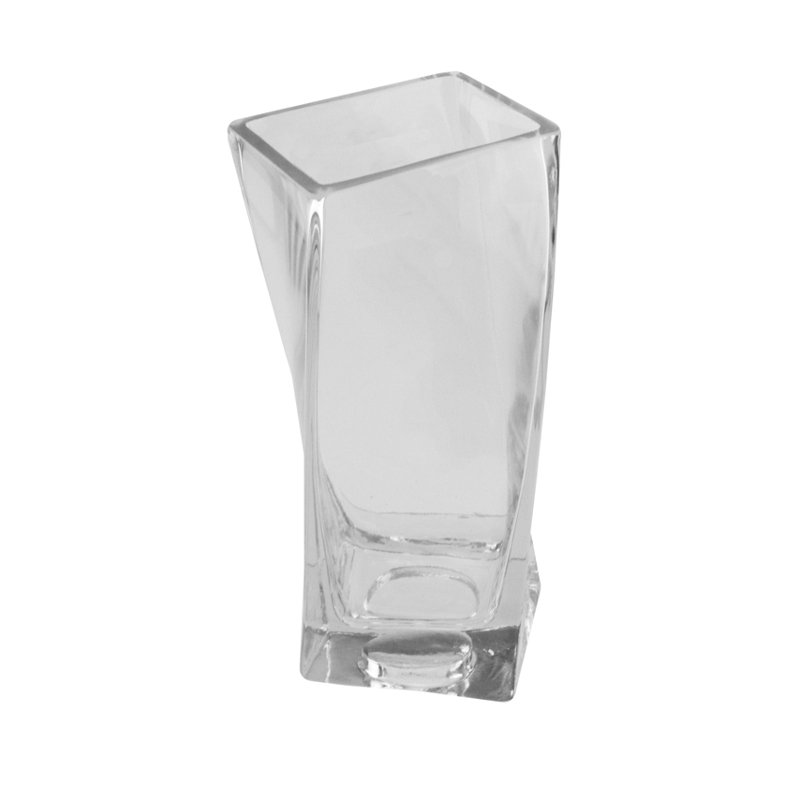 Dual Purpose Twisted Rectangular Transparent Glass Tea Light Candle Holder, 7.75" H x 3" W x 2.25" D