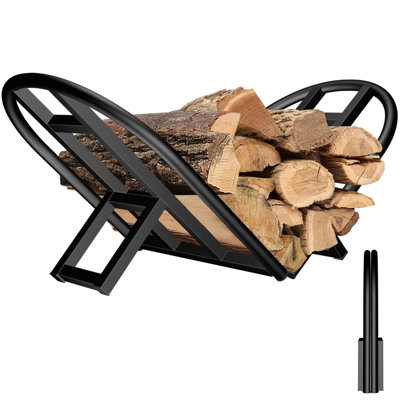 Firewood Rack Outdoor Indoor, Foldable Wood Rack Metal Firewood Holder Indoor Small Log Wood Storage Fireplace Log Holder For Firepit Stoves