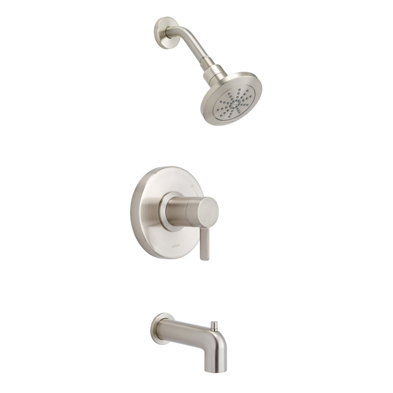 Robinet de baignoire et douche à poignée simple Amalfi, Nickel brossé, 2 gallons par minute