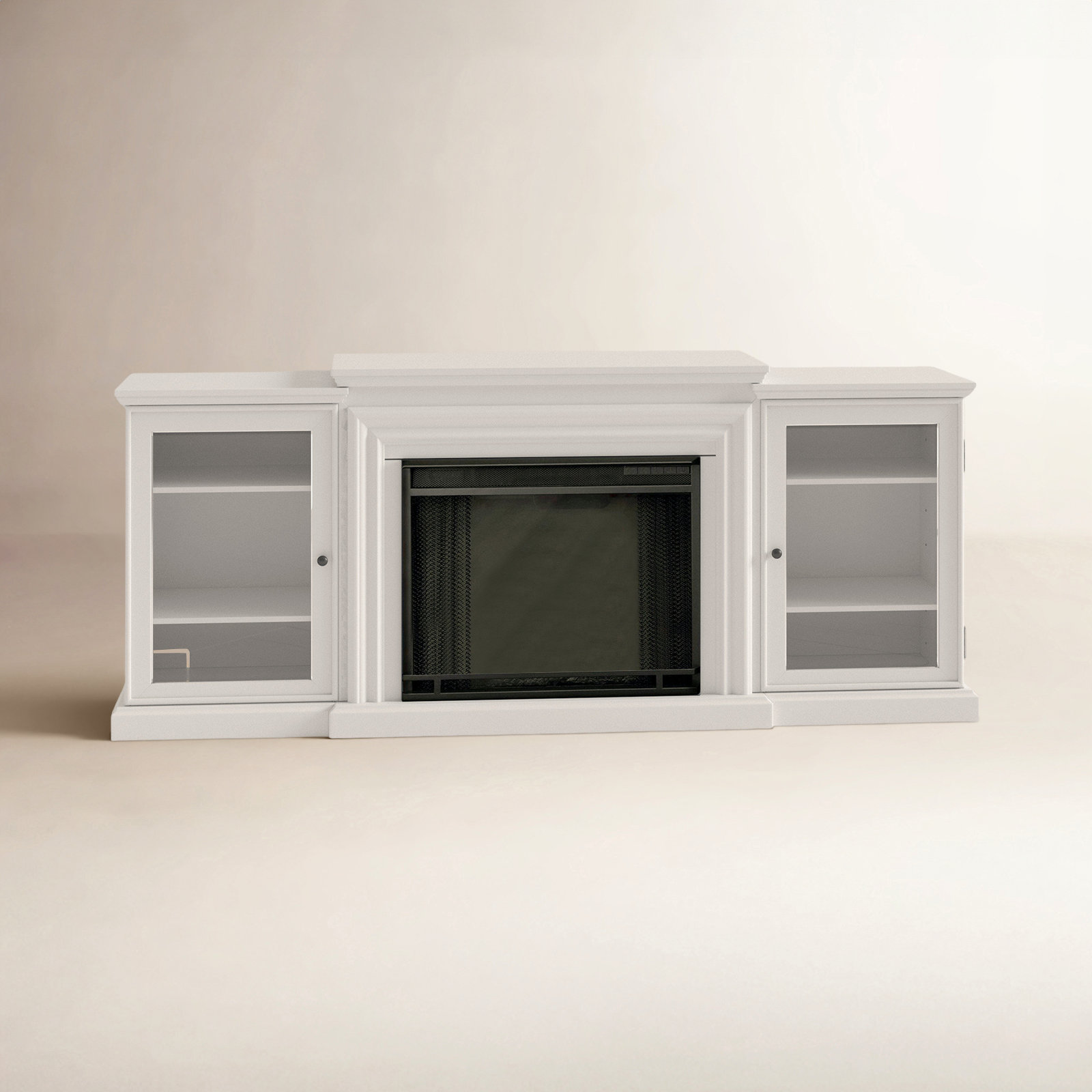Frederick 72" TV Stand with Fireplace, White