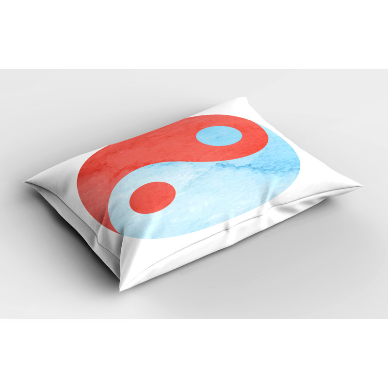 Ensemble de 2 taies décoratives Ambesonne Ying Yang aquarelle rouge bleu blanc, H 20 po x l 36 po