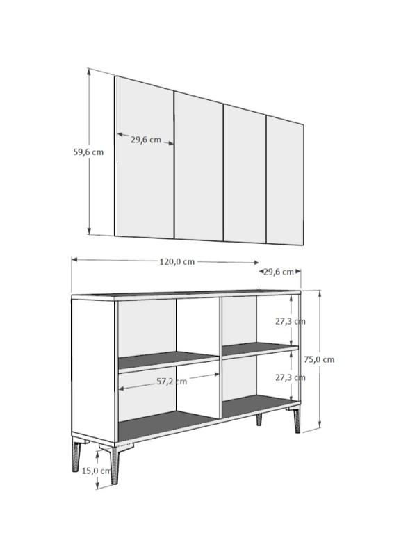 Console moderne avec marbre - marbre anthracite et éphèse, panneau de particules enduit 100% mélamine, épaisseur de 0,7 pouce | Plusieurs tablettes, fixation murale, élégantes décorations dorées