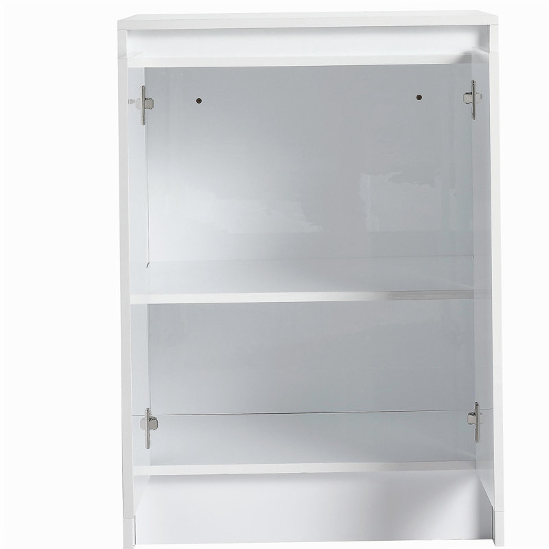 Armoire de rangement de salle de bain autoportante 24 po, 2 portes à fermeture douce, blanc brillant (emballage KD)