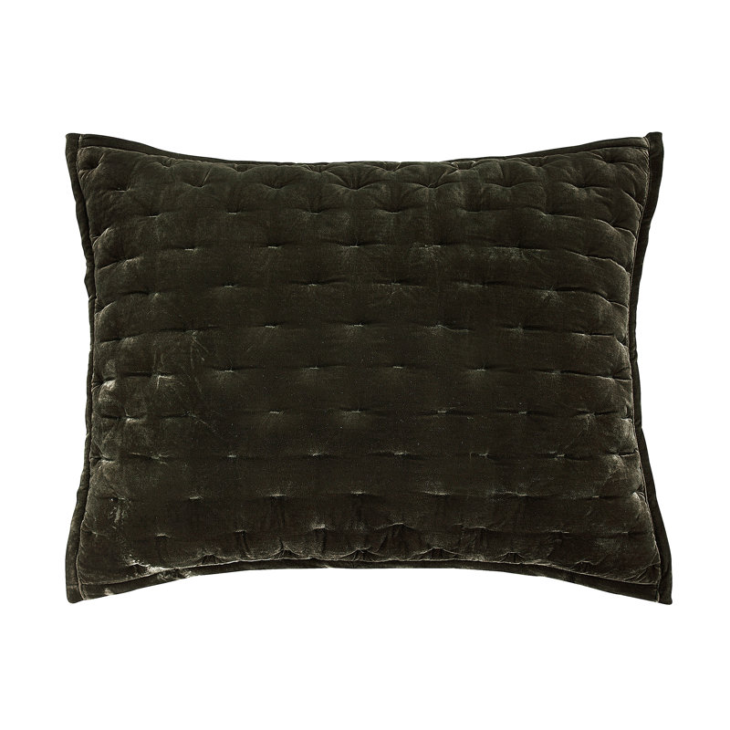 Fern Green Quilted Faux Silk Velvet Standard Sham