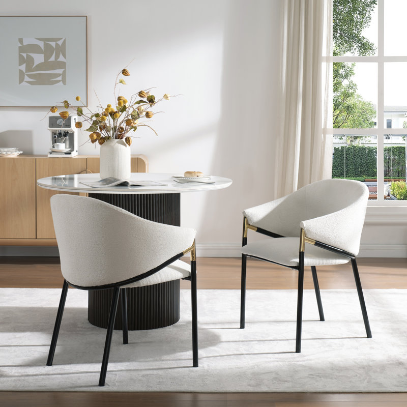 Chaises de salle à manger rembourrées modernes (ensemble de 2) - Chaises d'appoint à pieds en métal pour cuisine / salon / chambre à coucher