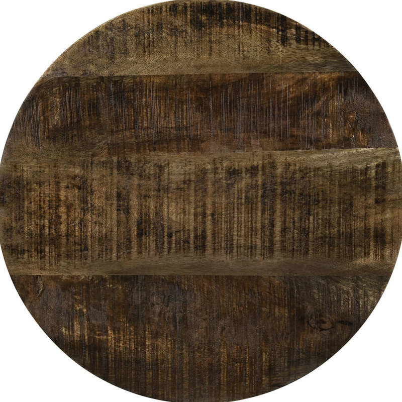 Table d'appoint en bois de manguier de style industriel avec structure en métal noir