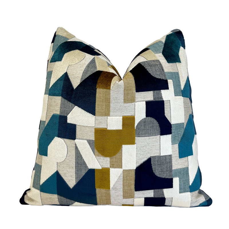 Housse de coussin Geodream, Bleu géométrique, H 22 po x l 22 po
